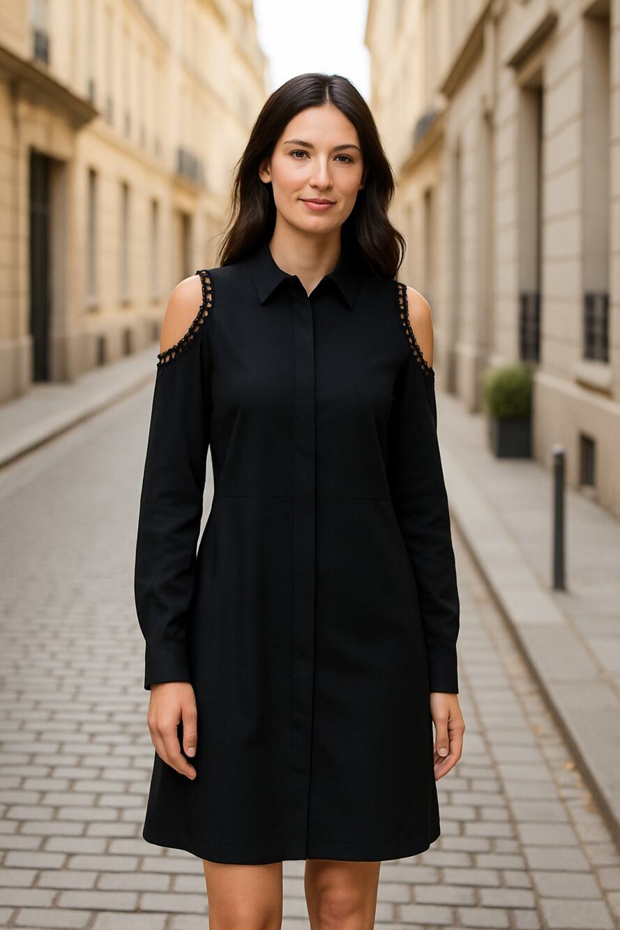 Elliatt Clarity Dress Cold Shoulder Button Up